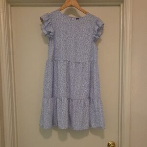 SHEIN Blue Floral Ruffle Midi Dress